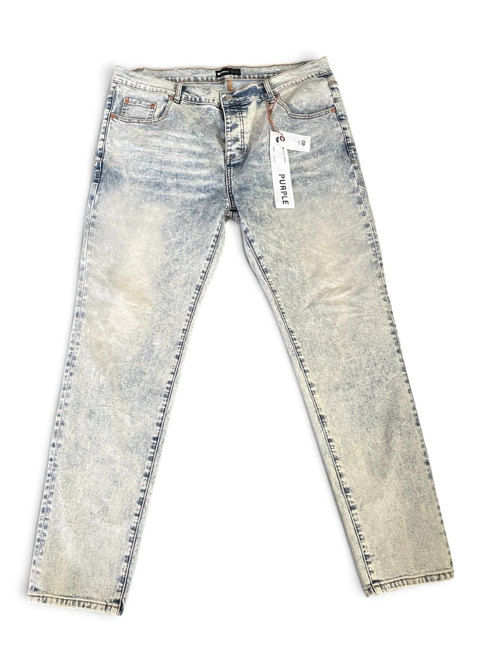 Slim Fit Men's Light Acid Wash Jeans - Purple
